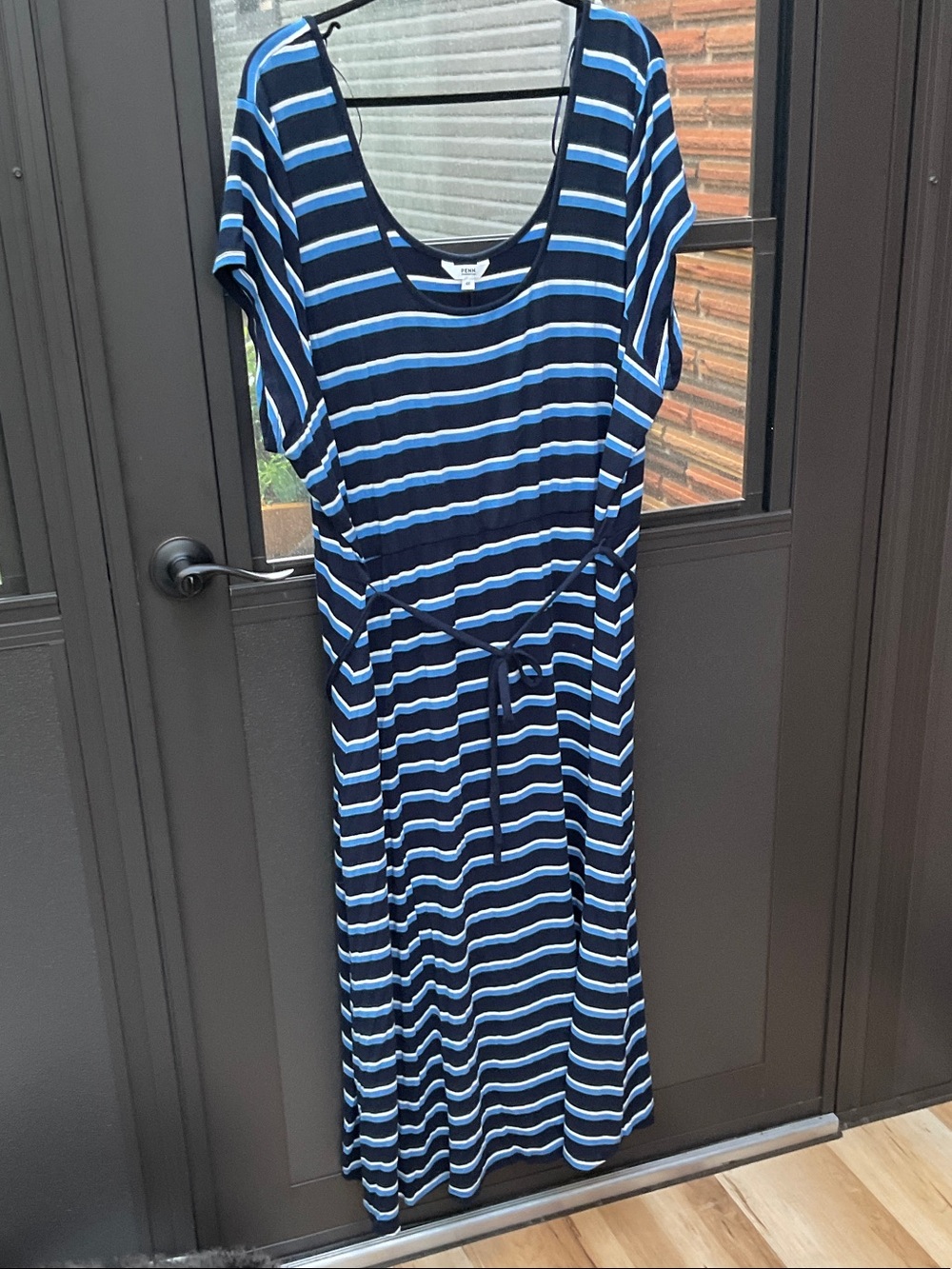 Penningtons Navy and Light Blue Striped Midi Dress